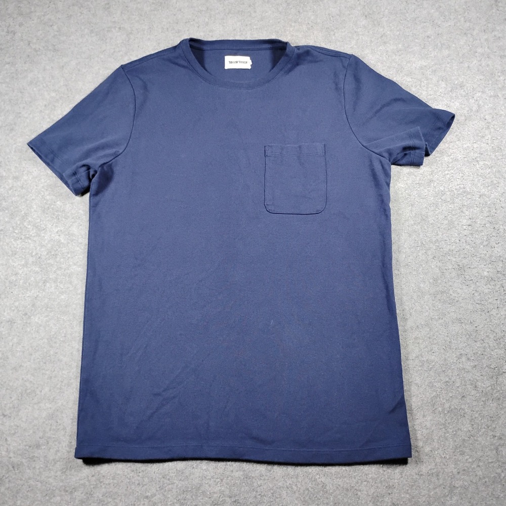 Taylor Stitch Mens Navy Blue Short Sleeve Pocket Tee Shirt Size 40 Medium